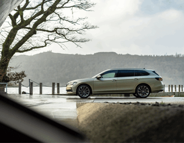 Skoda Superb Estate by a lake