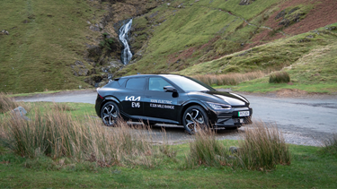 Black Kia EV6 in the Lake District