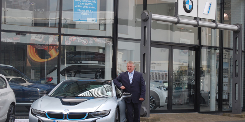 Gary Bingley in 20214 with BMW i8 at Lloyd Carlisle BMW