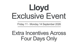 Lloyd Exclusive Event Friday 11 - Monday 14 September 2026 Extra Incentives Across Four Days Only