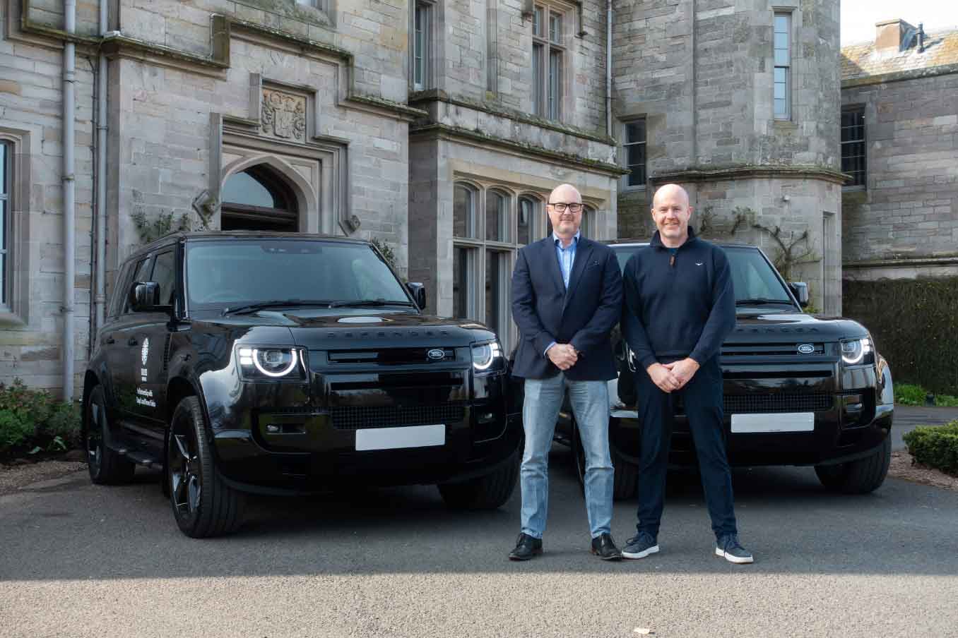 Bruno De Schuyter, General Manager at the SCHLOSS Roxburghe with Ryan Broomhead, General Sales Manager at Lloyd Land Rover Kelso.