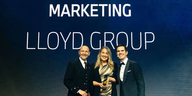 Georgina Sedgwick, Lloyd MINI Marketing Manager, collecting the Marketing Award.