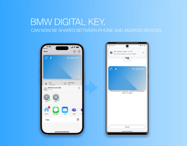 Greater flexibility: BMW Digital Key can now be shared between iPhone and Android devices.